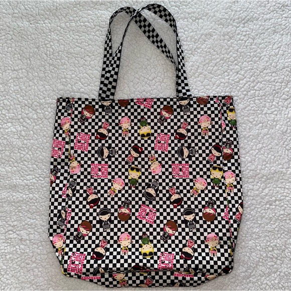 🩷🖤Harajuku Lovers checkered tote bag “a fatal attraction to cuteness” zipper - Picture 7 of 12